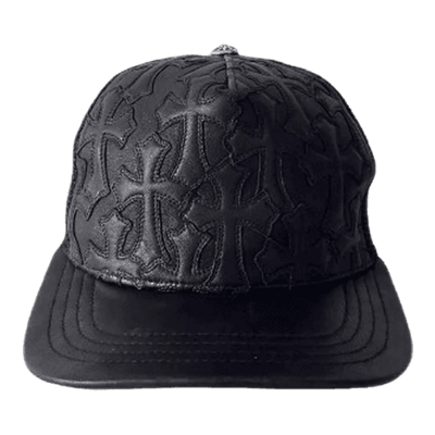 Chrome Hearts Black Leather Cross Cap