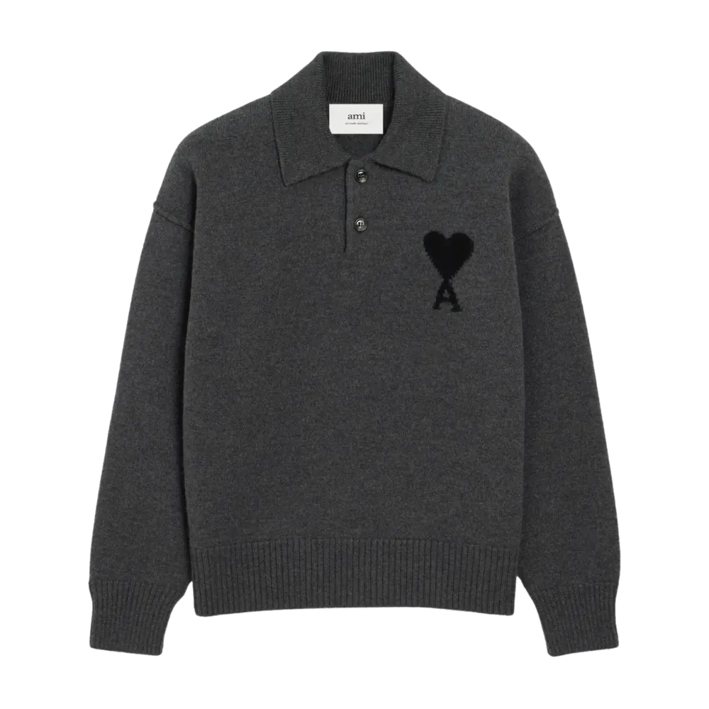 Ami Paris Knit Polo Grey
