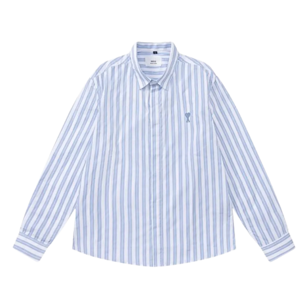 Ami Paris Striped Shirt Blue