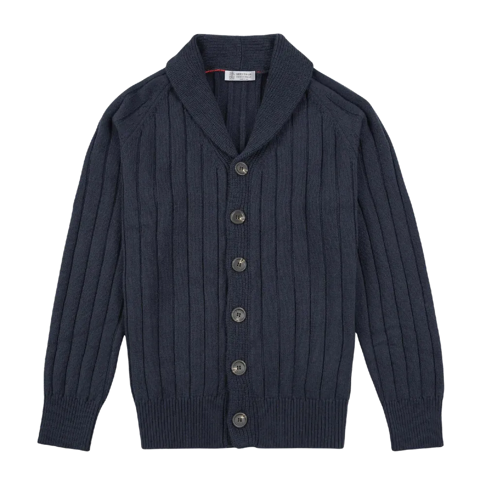 Brunello Cucinelli Shawl Cardigan Navy