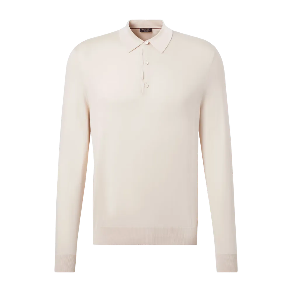 Loro Piana Long Sleeve Polo Cream