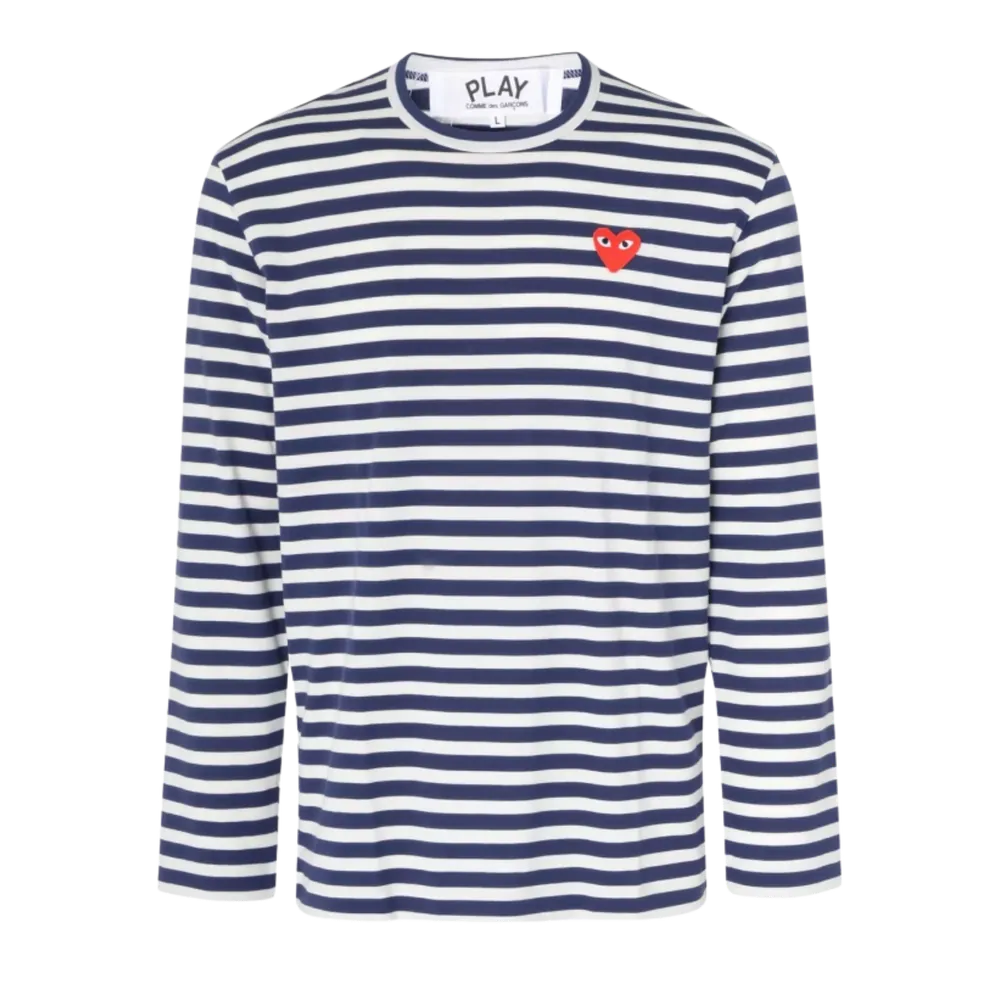 Comme Des Garcons Striped Long Sleeve Navy