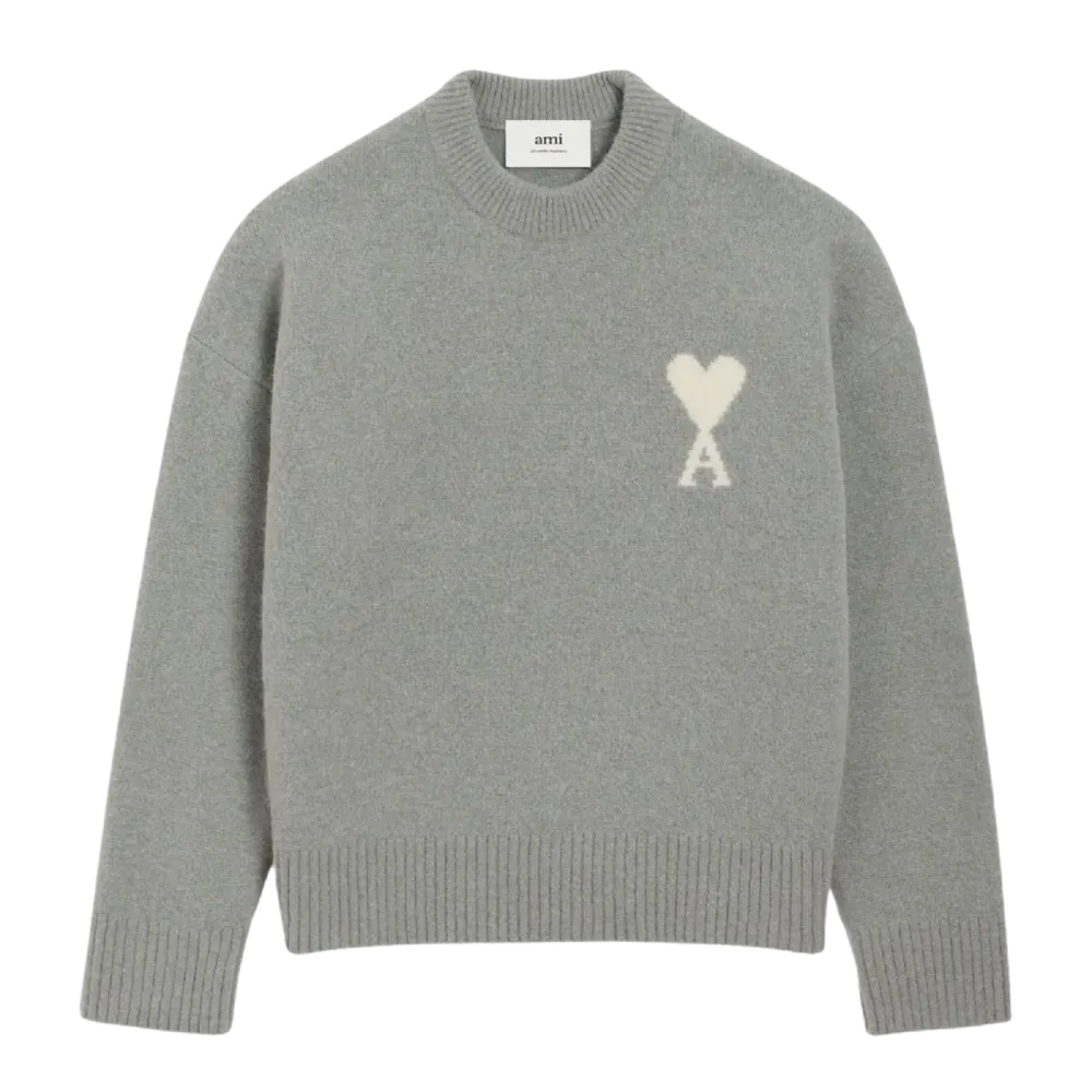Ami Paris Heart Logo Sweater Grey
